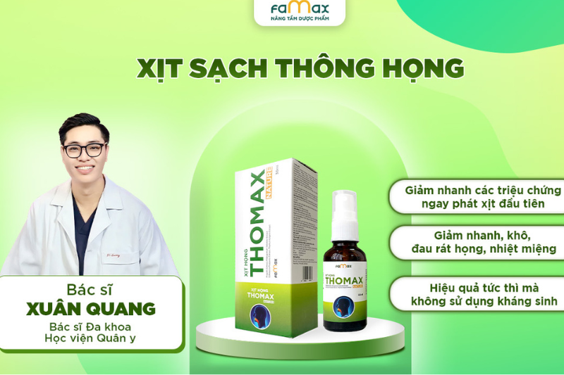 Thomax – Xịt họng thảo dược tốt nhất giúp giảm đau họng, ngừa cảm cúm